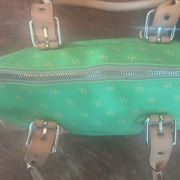 Dooney & Bourke Lime Green Coated Canvas Signature Print Satchel - Picture 12 of 16